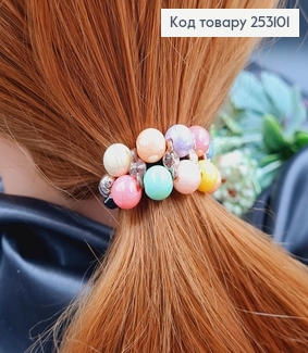 Резинка 6см з кольоровими бусинками  253101 фото