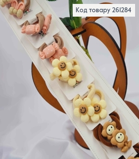 Набор детских резинок, микрофибра (20шт/уп), цветов пастельных, Цветы-Конфеты-Сердце 261284 фото