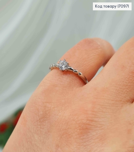 Кольцо родованное, с камешком, Xuping 18K. 170971 фото 2