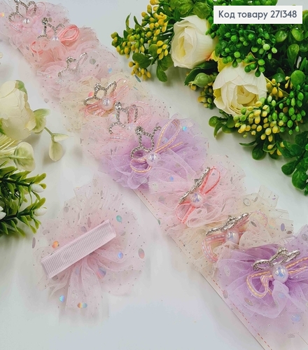 Набор детских заколок, клев, "Принцессам" с бантиком и жемчужиной, 10 шт/наб. 271348 фото 1