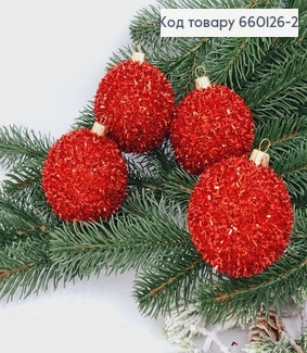 Набор шаров 60 мм Ежик КРАСНЫЙ 4шт/уп, Украина 660126-2 фото