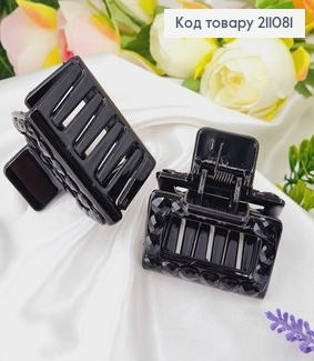 Краб пластик  5см ПРЯМОУГОЛЬНЫЙ периметр  в ЧЕРНЫХ стразах 211081 фото