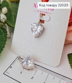 Кулон родований, з камінцем в формі сердечка,  1см, Xuping 18K 220213 фото