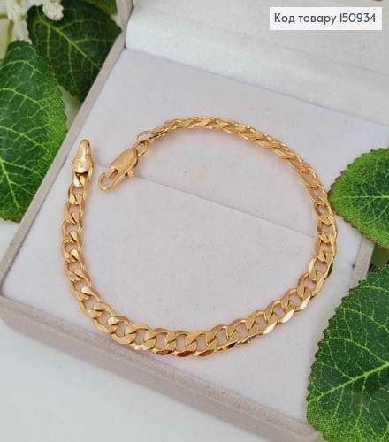Браслет, панцирное плоское плетение, шир.5мм, дл. 20,5см Xuping 18K 150934 фото 1