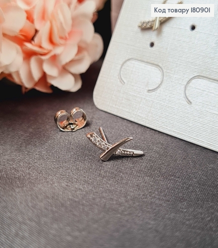 Сережки родовані гвіздки "Ікла" з камінцями, 1см, Xuping 180901 фото 2