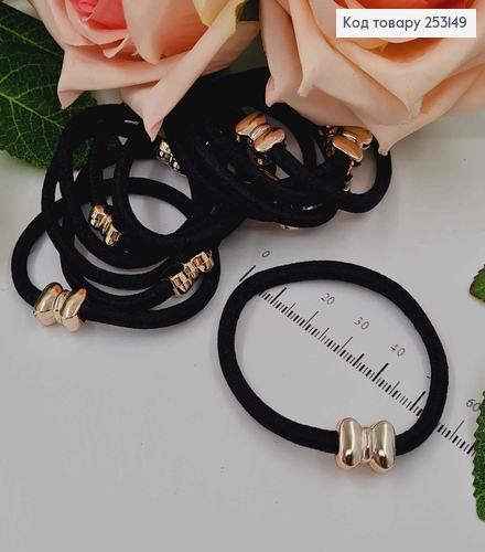 Резинка чорна, з бусиною бантиком, 5см 253149 фото 1