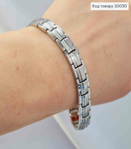 Браслет родований, плетіння Прямокутнимим пластинами (з магнітом), шир 9мм, довж 22,5см, Xuping ТТМ  200313 фото 1