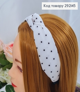 Обруч чалма КРАПОЧКА (белый), ручная работа, Украина 292145 фото