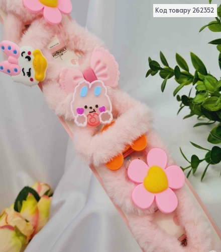 Набор резинок-пушек (10шт), бантик-цветок-утенок, розового цвета, резинка 6см, фигурка 4см. 262352 фото 1