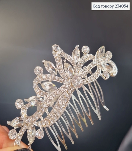 Гребень для волос в камнях 10см, серебряного цвета 234054 фото 2