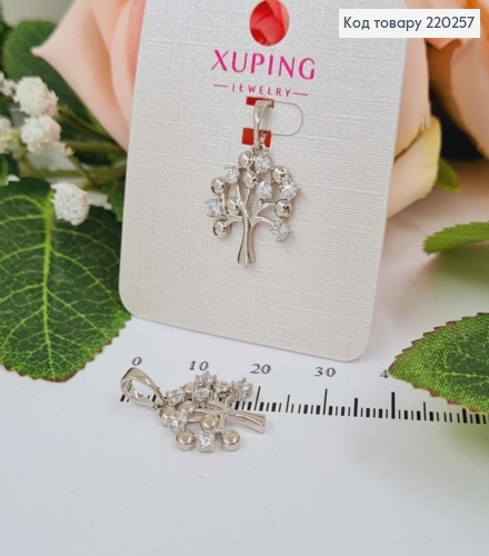 Кулон родований, дерево з камінчиками, 1,8см, Xuping  220257 фото 1