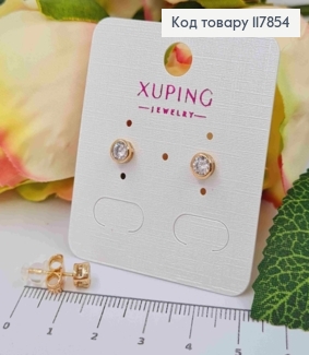 Серьги гвозди, Блестящий камень в оправе, 0,5см, Xuping 18К 117854 фото