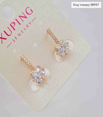 Сережки прикрашені Блискучим каменем, 1,7см, англійська застібка, XUPING 18K 118997 фото 2