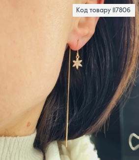 Серьги протяжки с цветочками в камнях, дл. 9см, Xuping 18K 117806 фото