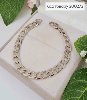 Браслет родований, панцирне плетіння, довжина 19см, ширина 8мм, Xuping  200272 фото