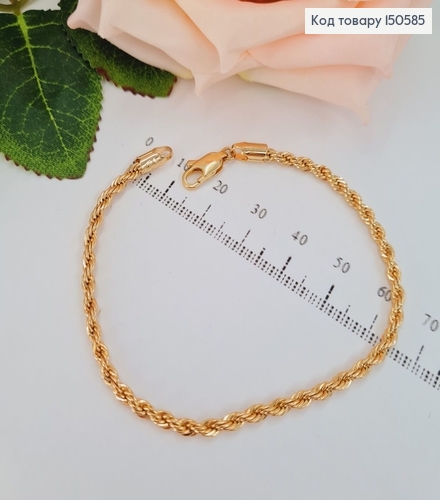 Браслет ширина 3мм,длина 19см,плетение веревочка Xuping 18K 150585 фото 1