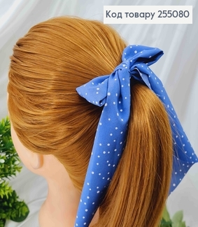 Резинка 5см, Твилли бант, Синего цвета, в горошек, 9*17см 255080 фото