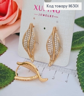 Серьги "Письмо баобаба" в камнях, 2,9см, англ.зам. Xuping 18K 116301 фото