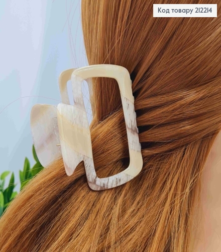 Краб пластик (акрил), прямоугольный с закругленными углами, 6,5см, бежевого цвета. 212214 фото 1