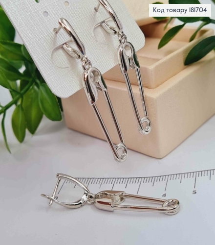Серьги родованные с подвесной заколкой, 1,5+3,3см, английская застежка, Xuping 181704 фото 2
