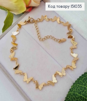 Браслет на ногу, "Бабочки", 22+5см, Xuping 18K 151035 фото