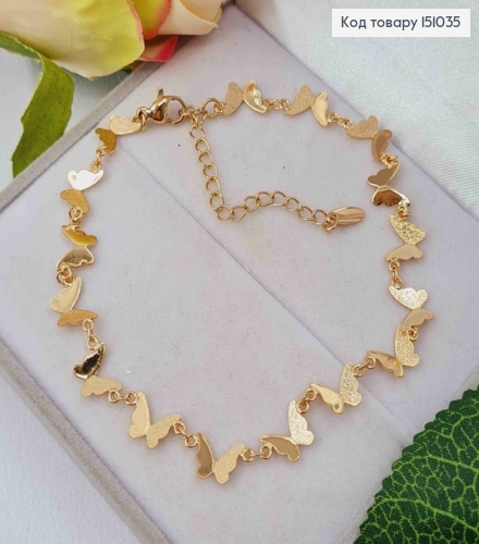 Браслет на ногу, "Бабочки", 22+5см, Xuping 18K 151035 фото 1