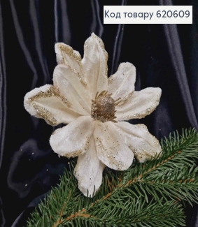 Цветок МАГНОЛИИ, ШАМПАНЬ, диаметр 16-18см, бархатный, на мет.стержне 19см 620609 фото