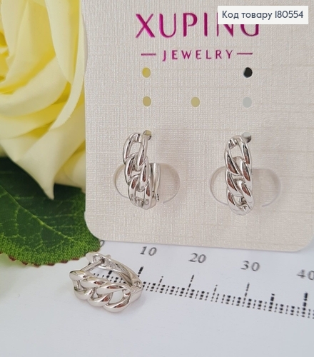 Серьги родированные с английской застежкой Удивительная цепочка,1.5 см, Xuping 180554 фото 2