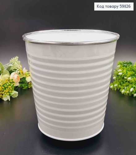 Ведерко-кашпо, металл, белого цвета, высота 15см, Польша 591126 фото 2