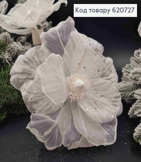 Квітка МАГНОЛІЇ, БІЛА, діаметр 20-24см, на металевому стержні 20см 620727 фото