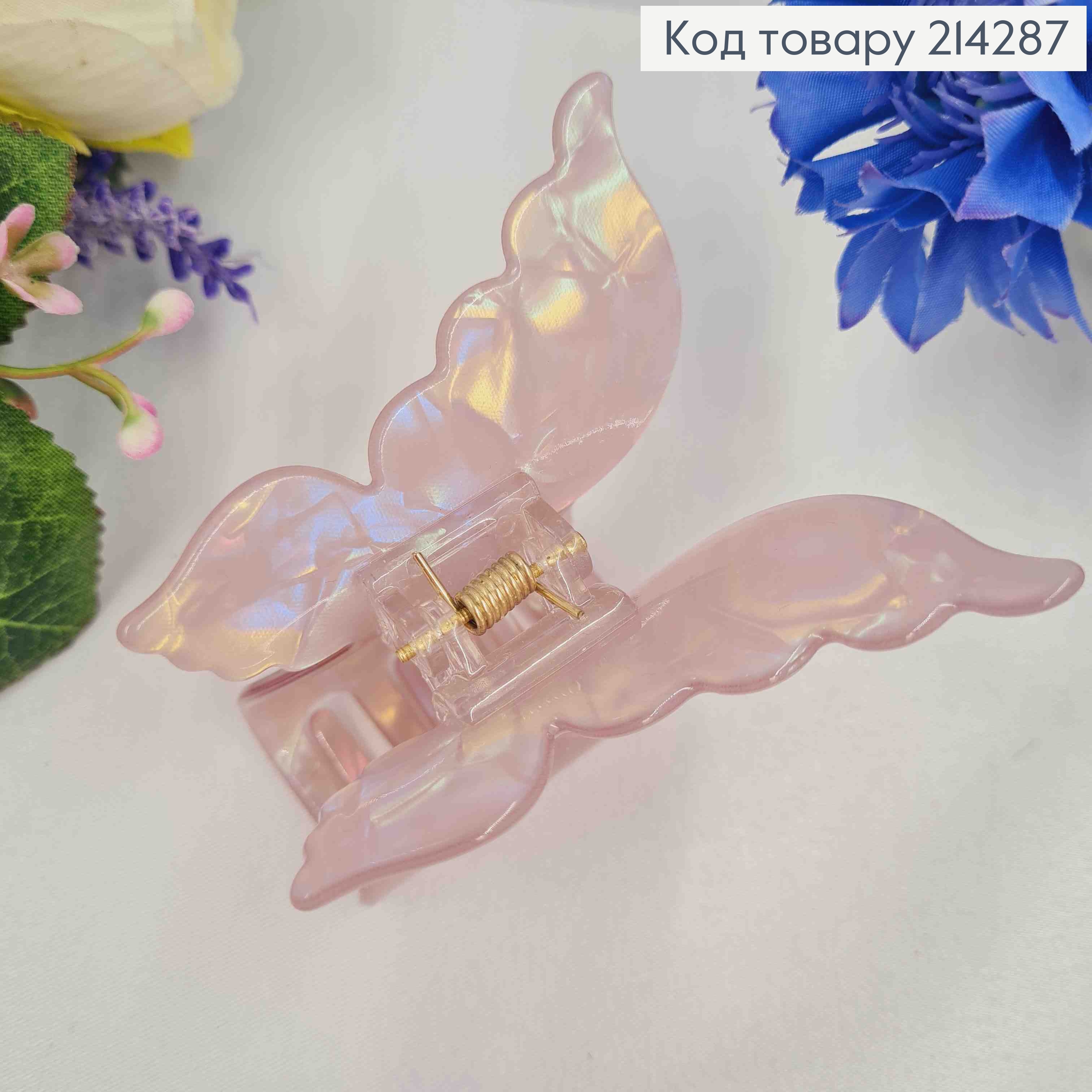 Краб пластик (акрил), БАБОЧКА, 7*6,5см, Перламутрово-сиреневого цвета 214287 фото 2