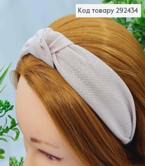 Обруч пластик, Чалма, в ткани с люрексом, Бледо-Розового цвета, 3см, ручная работа, Украина. 292434 фото