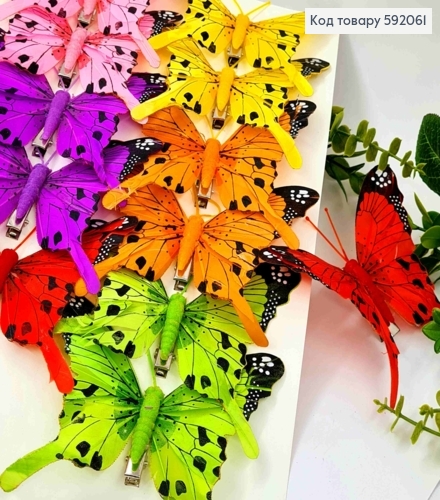 Флористична заколка, Метелик яскравих кольорів, 11,5см, в асортименті 592061 фото 1