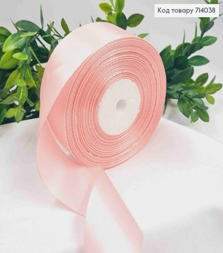 Лента атласная РОЖЕВО-ПЕРСИКОВАЯ (цвет 169), ширина 4см, длина 36 ярдов (33м) 714038 фото 1