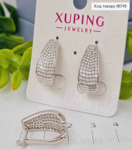 Сережки родовані Овальні прикрашені Блискучими камінцями, 2см, англ. застібка, Xuping 181745 фото 2