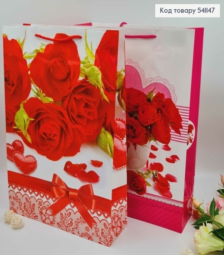 Пакет бумажный, "Букеты цветов с кружевом", в ассорт. 40*31*12см 541147 фото 2