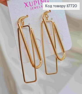 Серьги гвозди, Крючки с прямоугольной подвеской, 4,2см, Xuping 18K 117720 фото