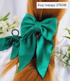 Резинка, БАНТ велюр, ярко-ЗЕЛЕНЫЙ, размер 13*20см, ручная работа, Украина. 276018 фото