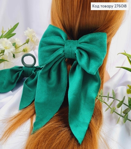 Резинка, БАНТ велюр, яскраво-ЗЕЛЕНИЙ, розмір 13*20см, ручна робота, Україна 276018 фото 1