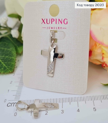Крестик родованный, с камешками, 2*1,5см, Xuping 210213 фото 1