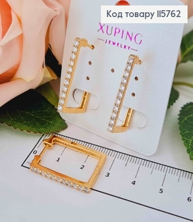 Серьги, Прямоугольники с камешками, 2,5*0,3см, Xuping 18К 115762 фото