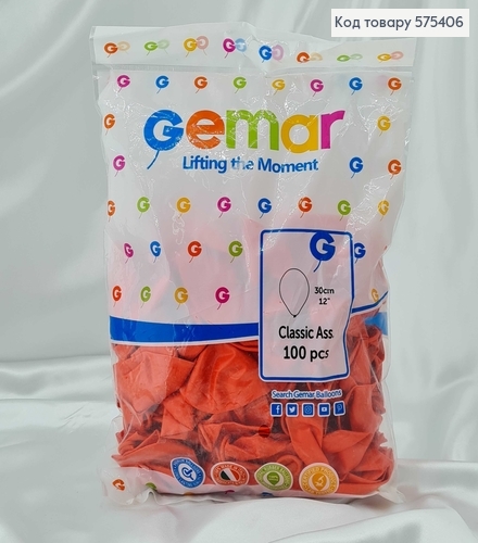 Воздушные шары латексные 12'' Gemar Кораловые Матовые (30см), 100шт/уп 575406 фото 1