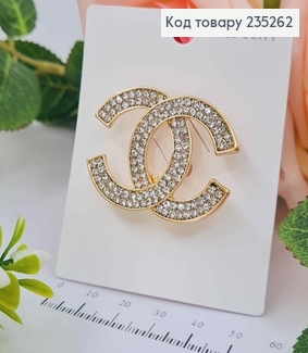Брошь "Шанель" ЗОЛОТОГО цвета с камешками, 4*3см 235262 фото
