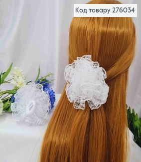 Резинка, БАНТ "ЦВЕТОК", из кружева, Белого цвета, 10см, ручная работа, Украина 276034 фото