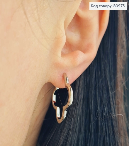 Сережки кільця родовані, "Чотирилисник" 2см Xuping  180973 фото 2