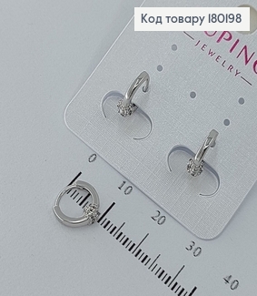 Серьги  кольца 0,9см   с камнями  родированные  медицинское золото Xuping 180198 фото