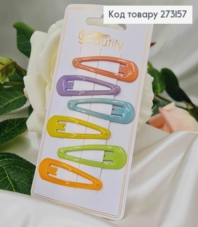 Заколки Тік-Так, кольорові, з блиском, 5см, 6шт. 273157 фото