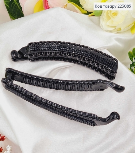 Зааколка банан 11см черный в ЧЕРНЫХ стразах 223085 фото 1