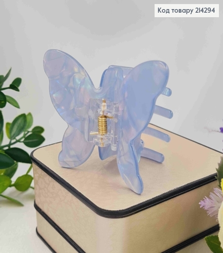 Краб пластик (акрил), МЕТЕЛИК, 8*5,5см, Перламутрово-Блакитного кольору 214294 фото 2