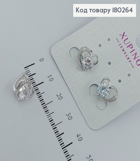 Сережки сердечка    з камінцями  родіроване медзолото Xuping 180264 фото